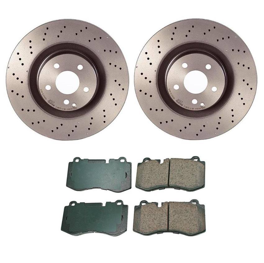 Mercedes Disc Brake Pad and Rotor Kit - Front (350mm) (Ceramic) (EURO) 221421161207 - Akebono Euro Ultra-Premium 4115214KIT